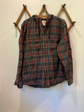 LLBean Flannel Hooded shirt Men’s Medium